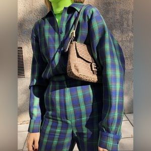 & Other Stories Wool Blend Plaid Oversized Shirt